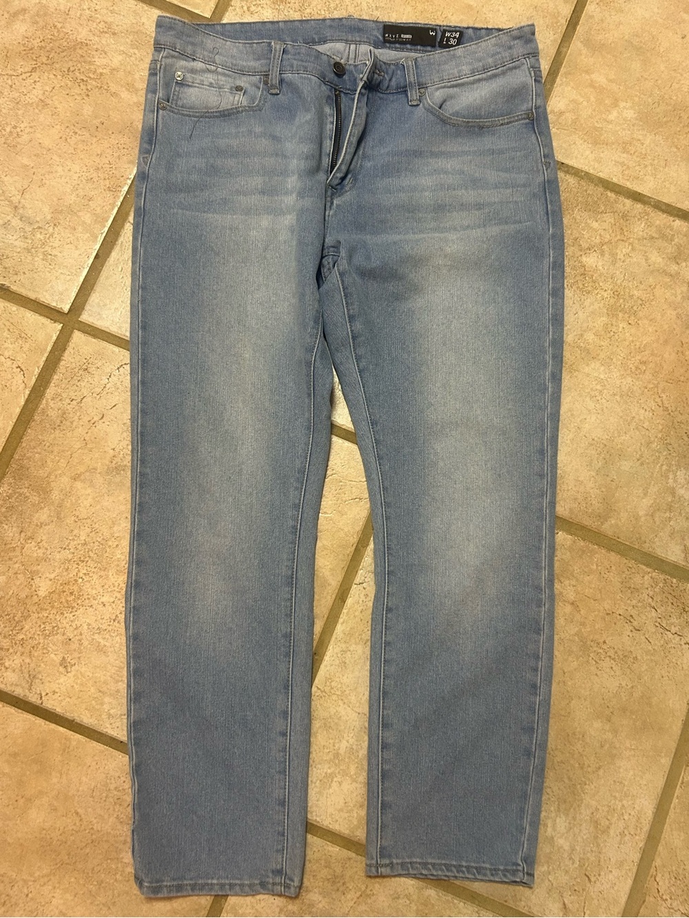 🤩 WXYZ Men’s 34x30 Nomad Slim Fit Light Wash Jeans Stretch Denim Y2K